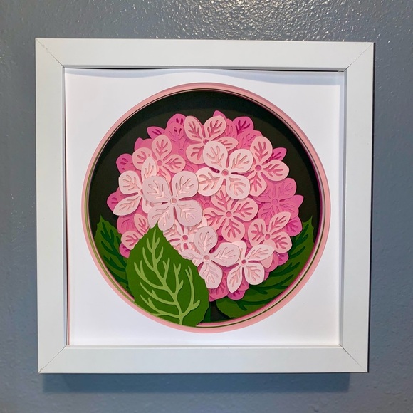 3D Pink Hydrangea Shadowbox - Picture 7 of 9